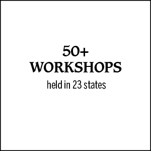 50+ workshops held in 23 states