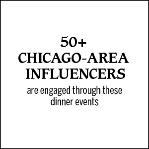 50+ Chicago-area influencers are engaged through these dinner events.