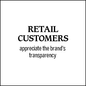 Retail customers appreciate the brand's transparency.